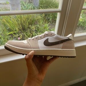 Jordan 1 Low G Golf Shoes - White and Brown